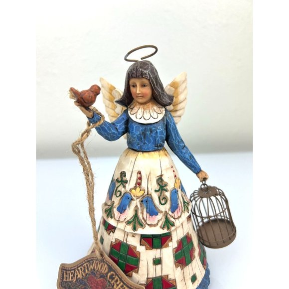 VTG Jim Shore Heartwood Creek Angel with Birdcage Bird Folk Art Resin Figure - Picture 2 of 16